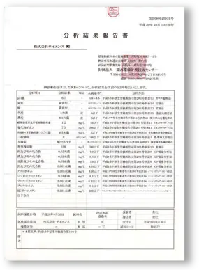 分析結果報告書の写真